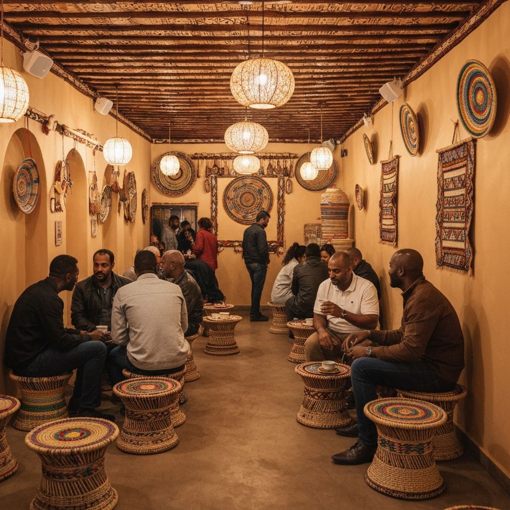 Guests enjoying Ethiopian coffee experience