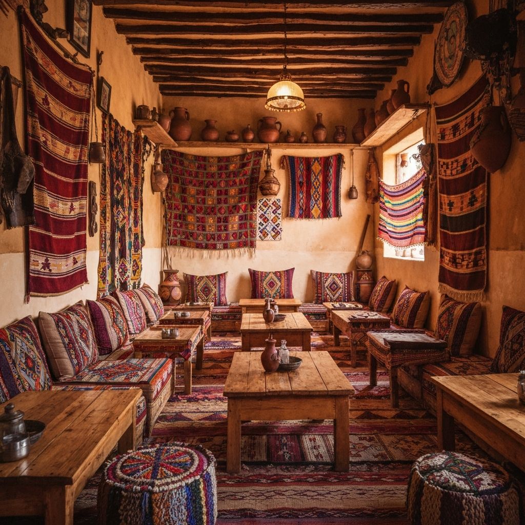 African Coffee House interior with traditional Ethiopian decor